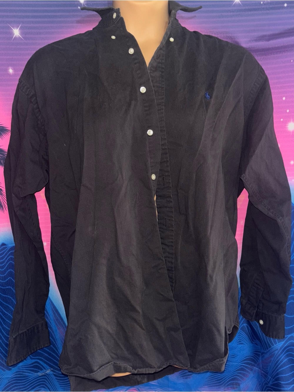 Ralph Lauren Black Long-Sleeve Button-Down Shirt